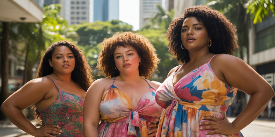 Cores vibrantes, tecidos leves e modelagens inteligentes definem os vestidos plus size que são tendência no verão brasileiro.
